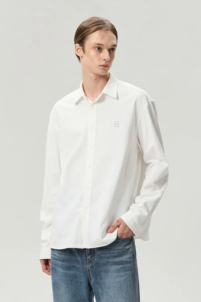 Logo Embroidered Shirt White