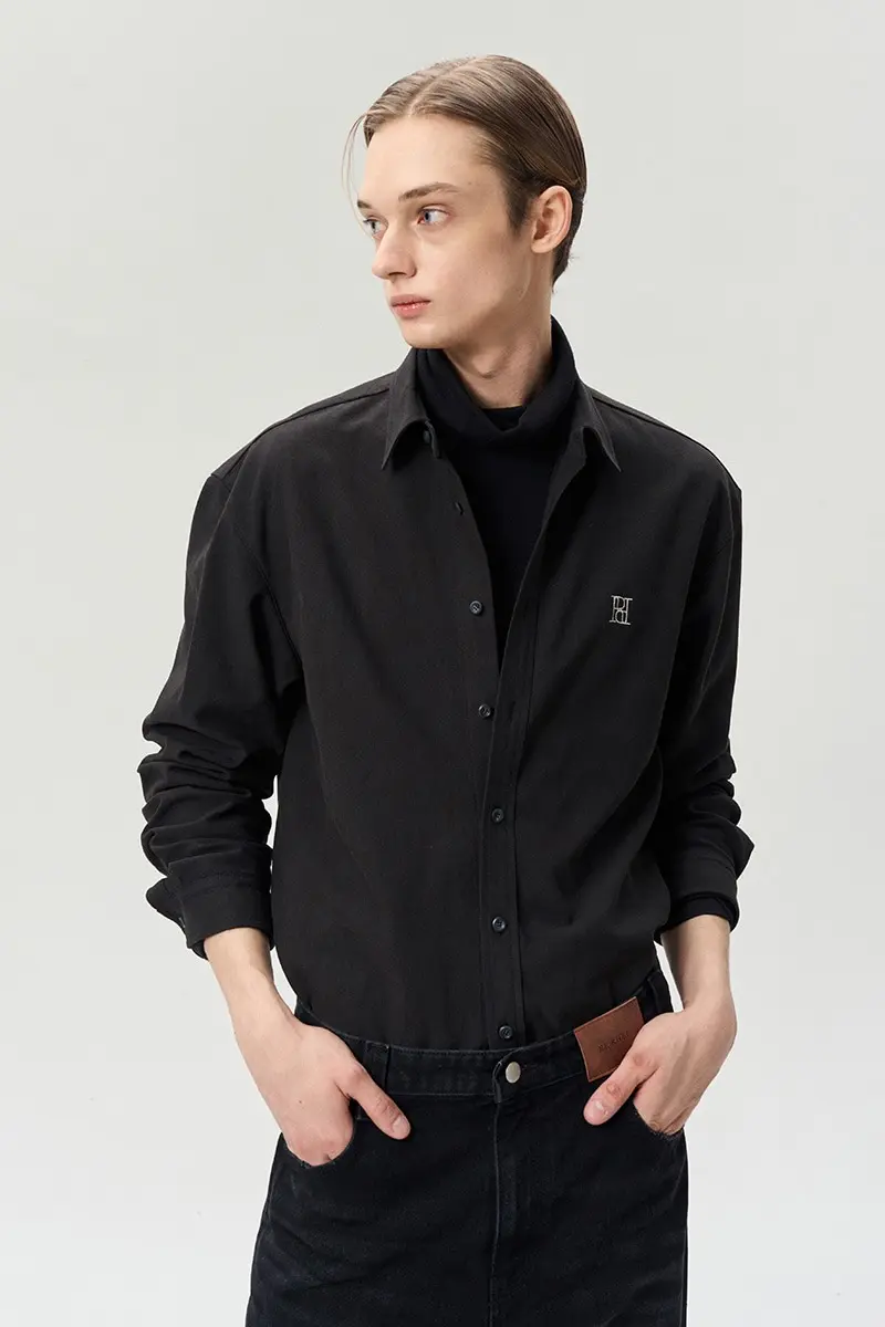 Logo Embroidered Shirt Black