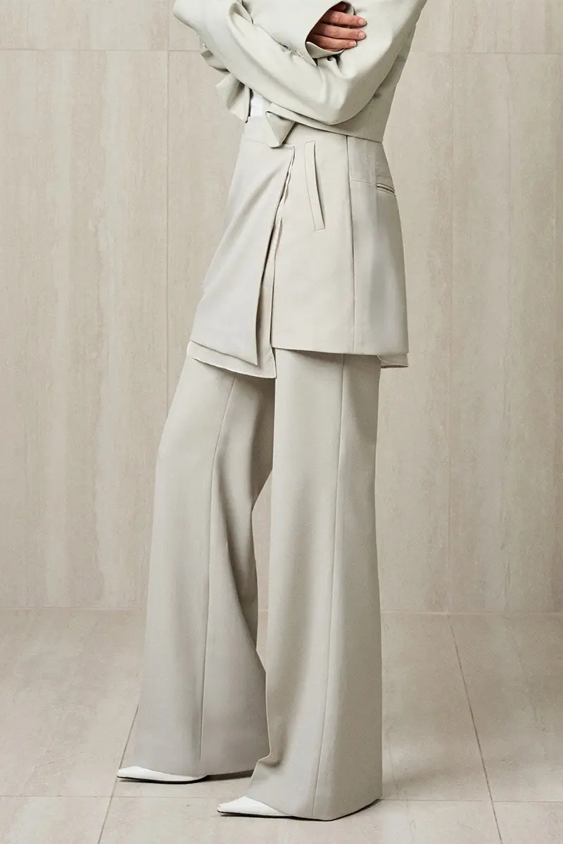 Tailored Skirted Trousers Basil Cream