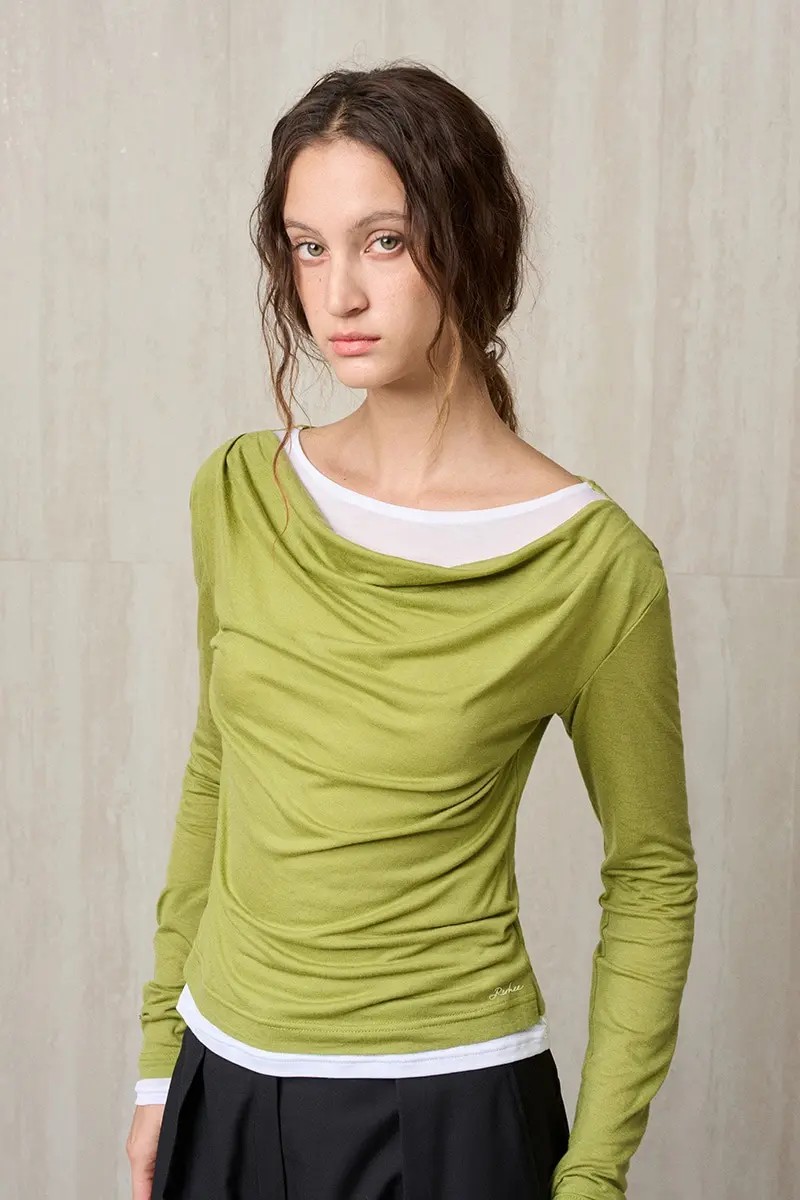 Wool Jersey Layered Top Olive