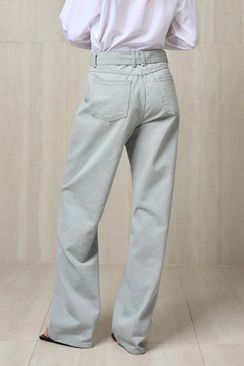 Belted Denim Pants Cement
