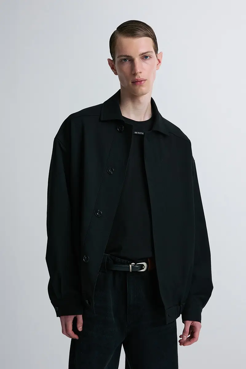 Hidden Button Blouson Jacket