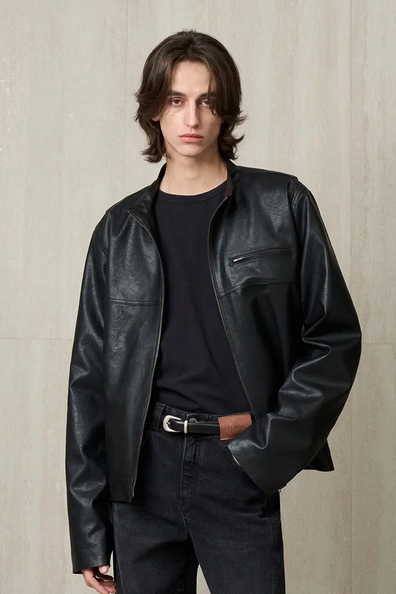 Faux Leather Biker Jacket Black