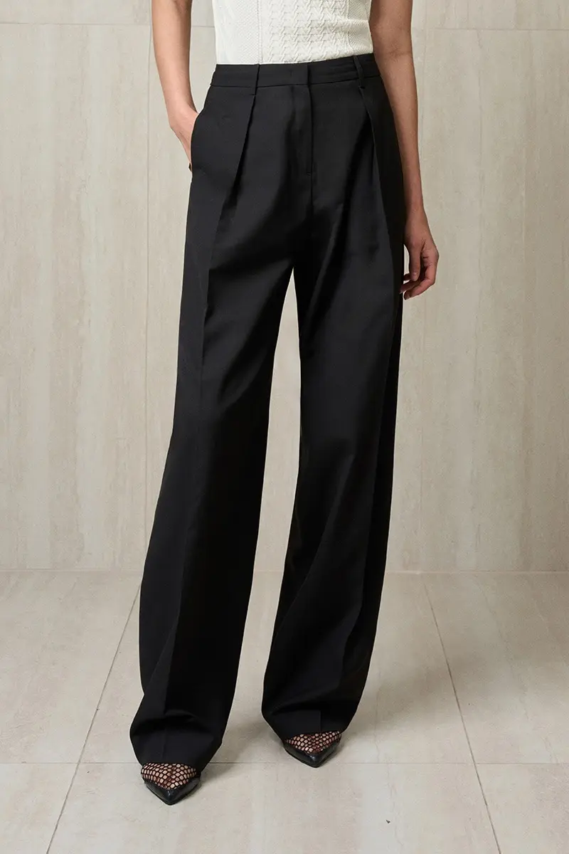 Pintucked Balloon Trousers Black