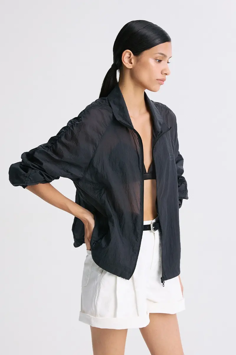 Sheer Windbreaker Jacket Black