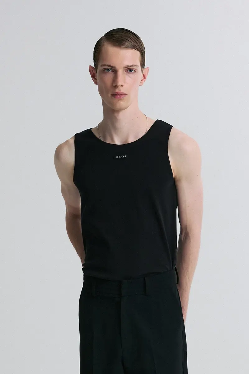 Logo Sleeveless Top Black