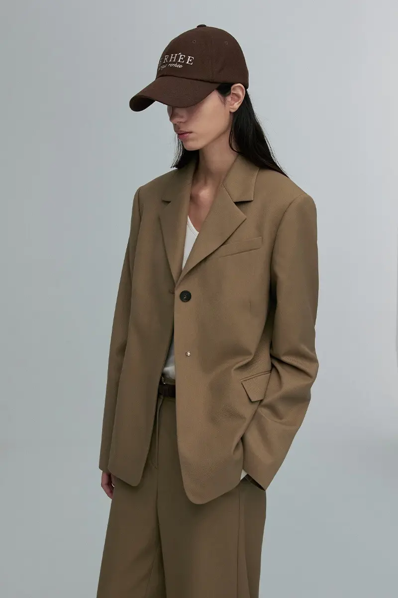 Wool Blend Oversized Blazer Taupe