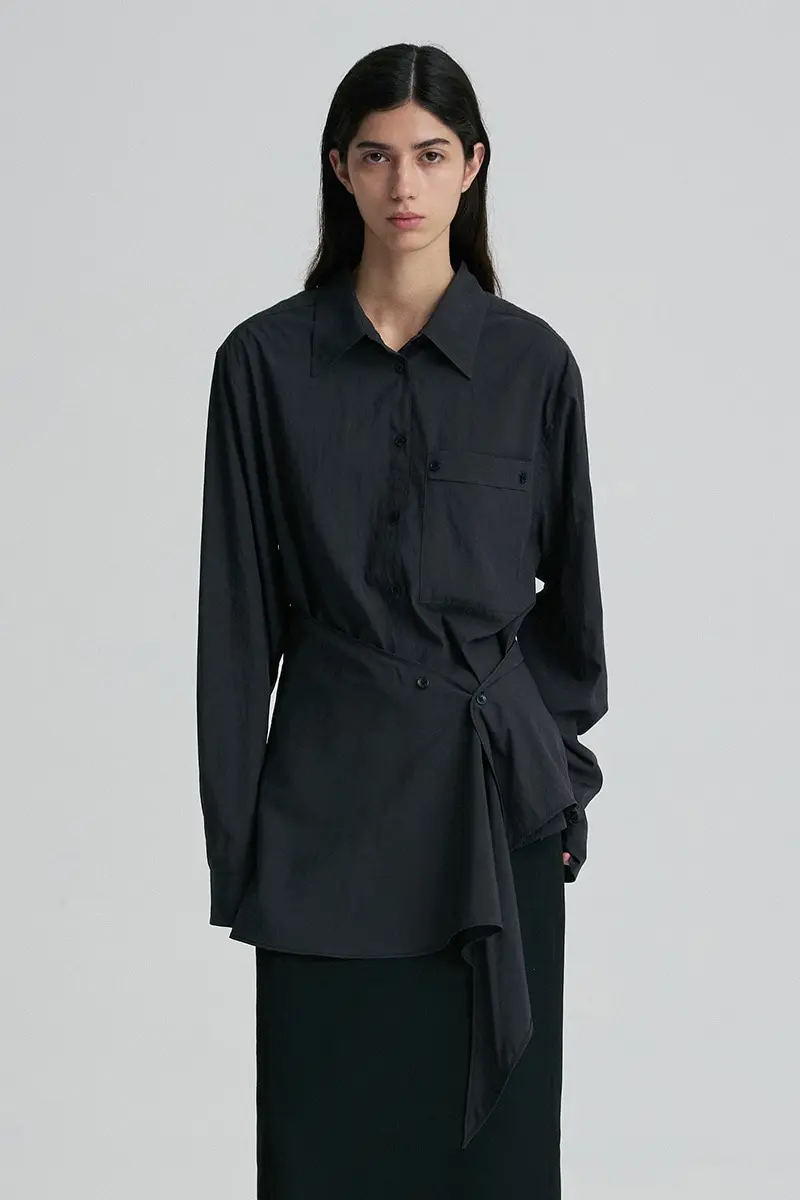 Wrap-Waist Longline Shirt