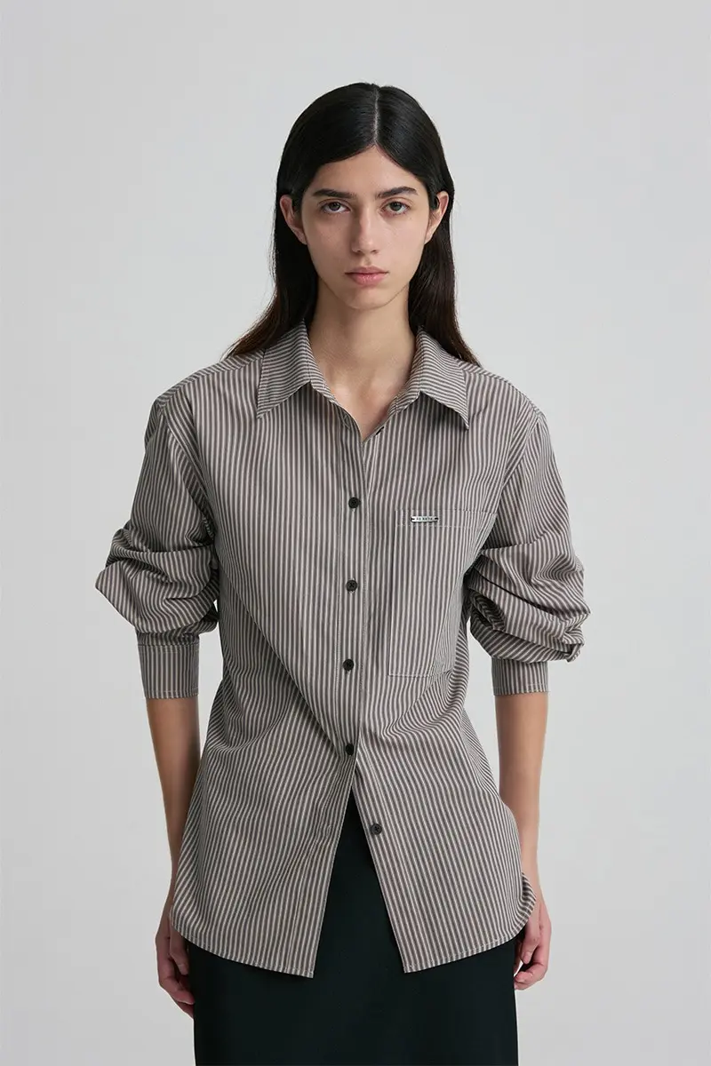 Waist-Tie Striped Shirt