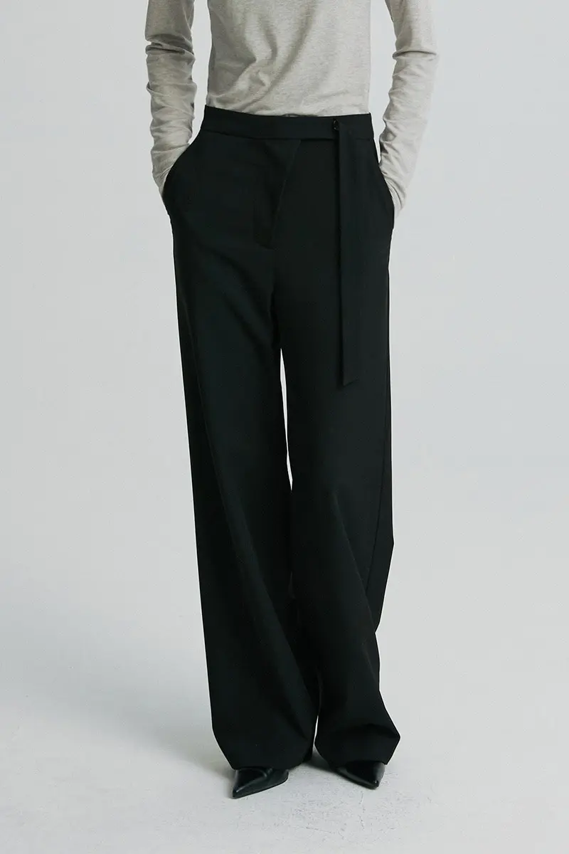 Asymmetric Zip Trousers Black