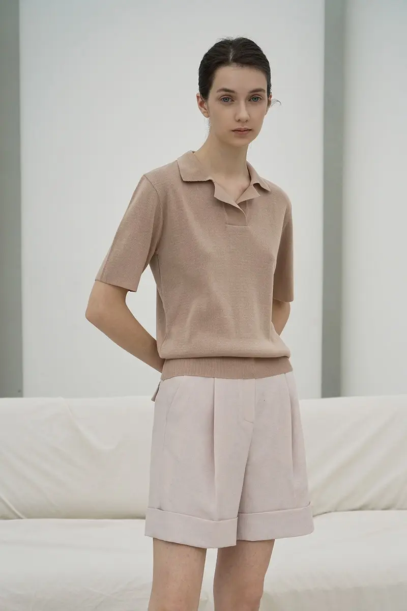 Cuban Collar Short Sleeved Knit Shirt Be