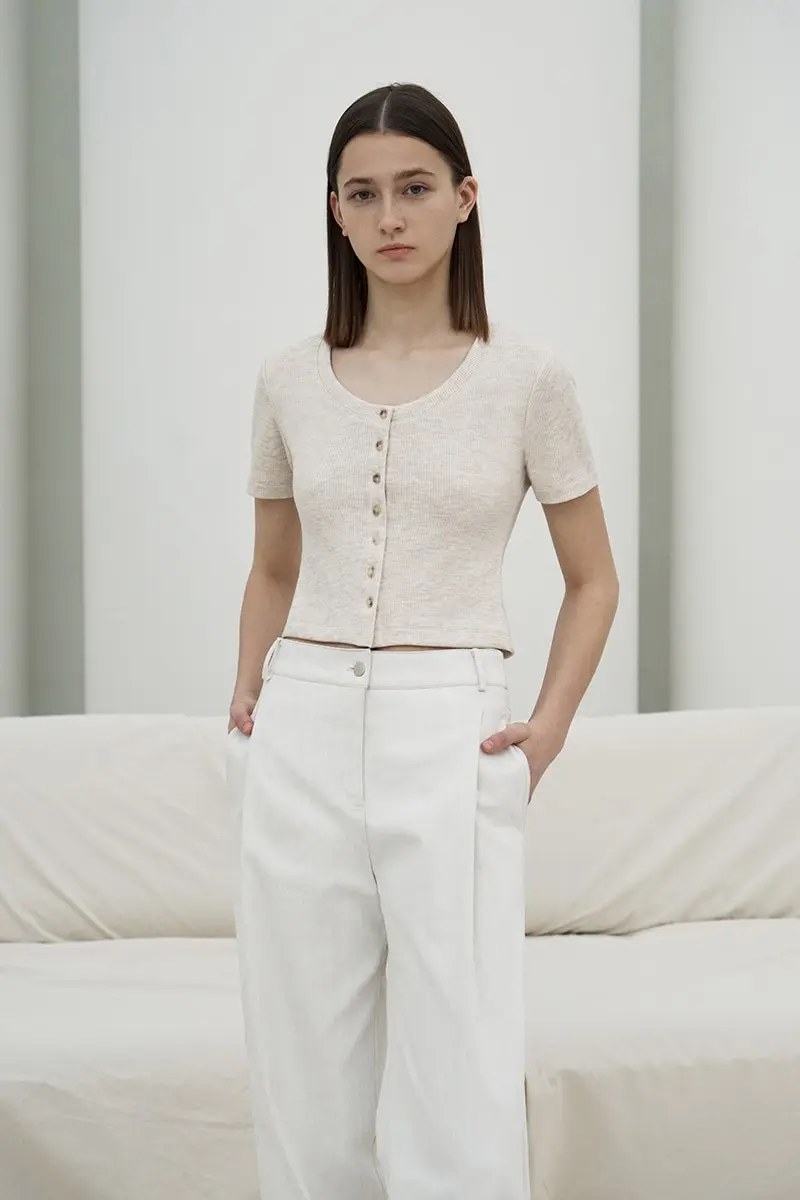 Ribbed Short Sleeve Cropped Cardigan