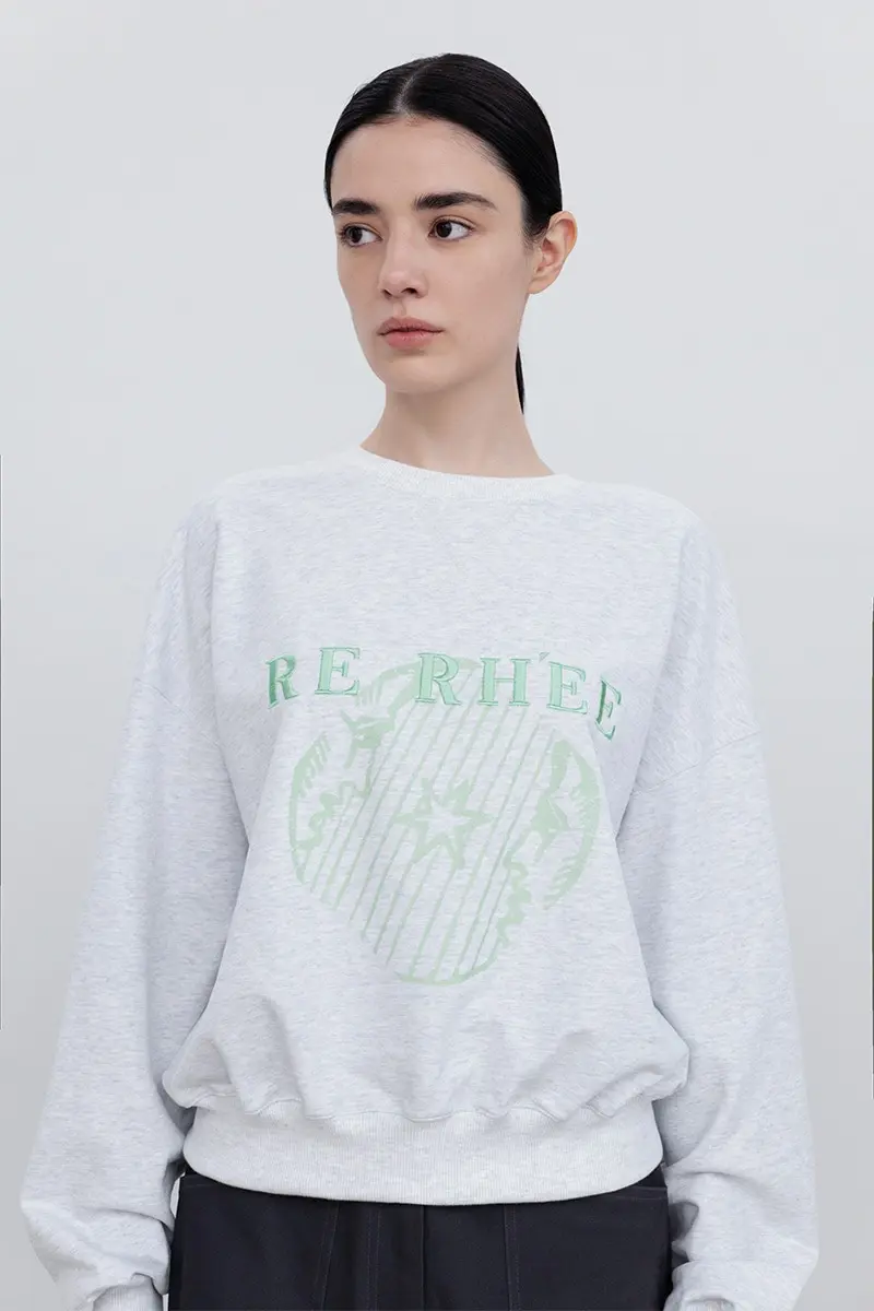Round Neck Logo Sweatshirt Melange Grey