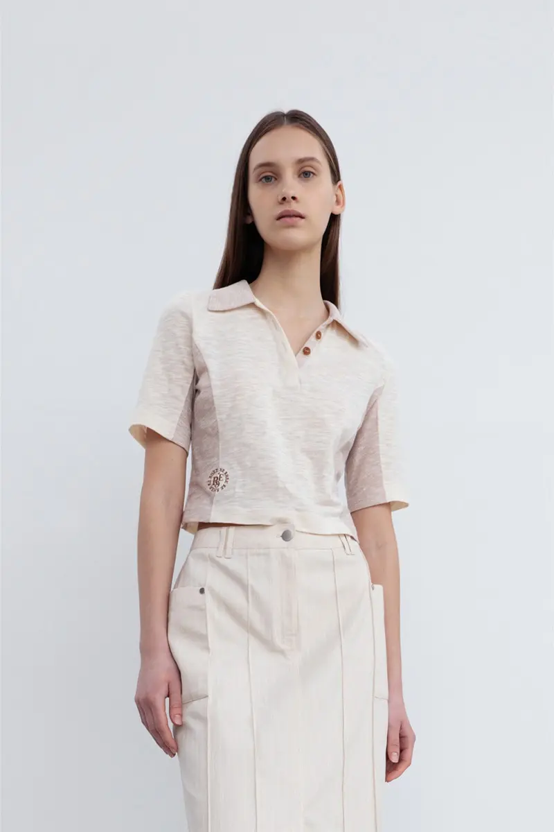 Logo Embroidered Cropped Polo Top