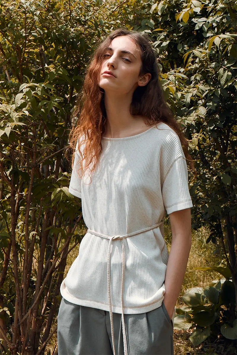 Waist Strap Knitted T Shirt