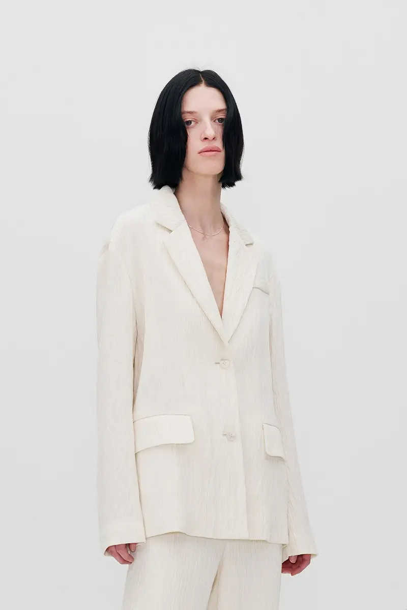 Single Breasted Pleated Jacket