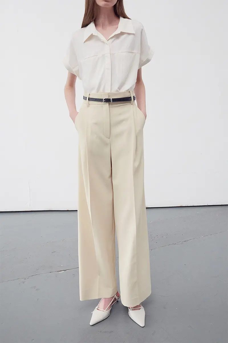 Pleated Wide Leg Trousers