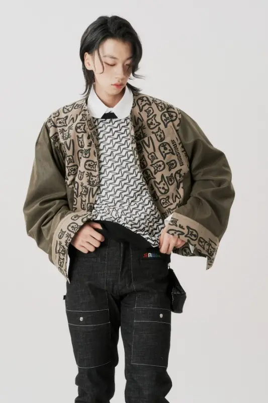 Olive Mix Crop Jacket