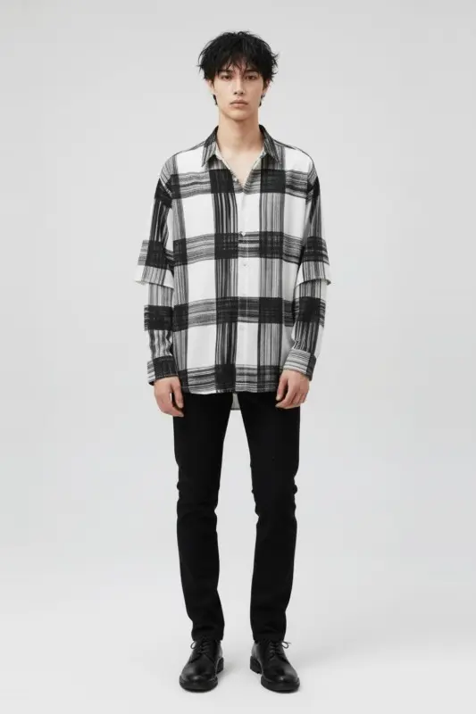 Double Sleeve Brushed Check Shirt