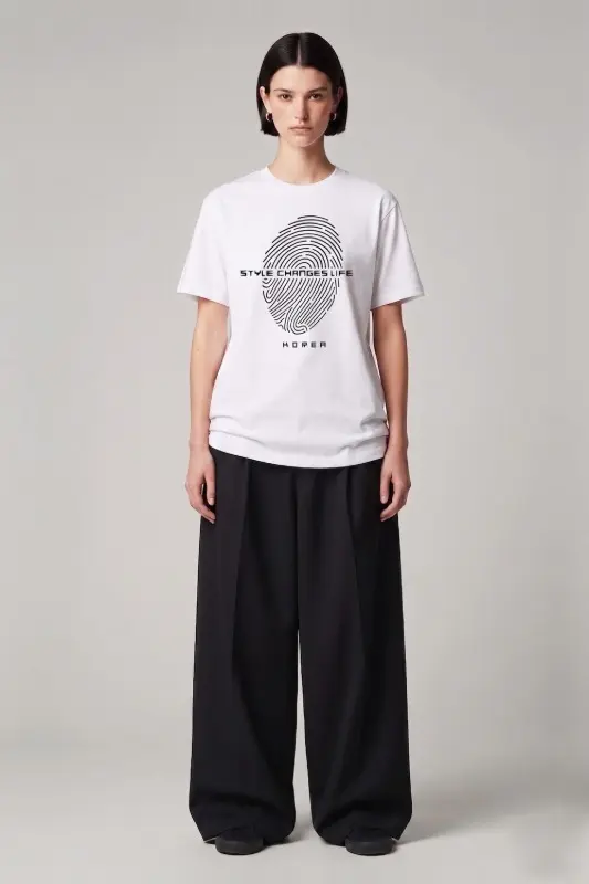Fingerprint Slogan White T-Shirt
