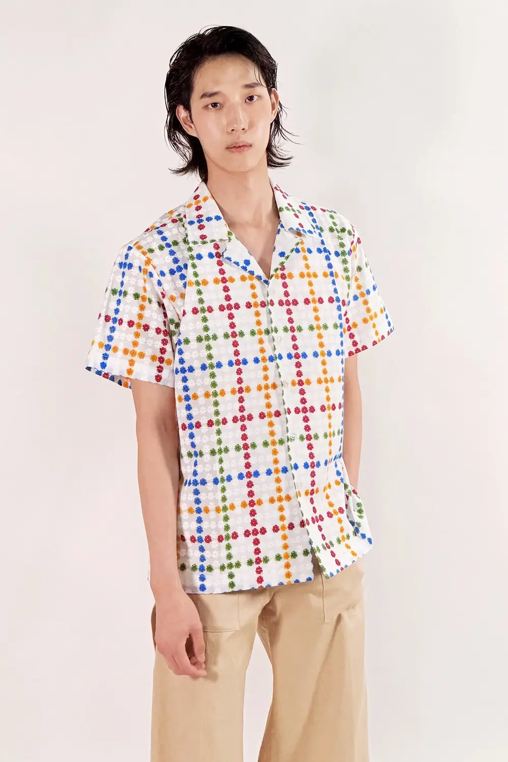 Regular Fit Flower Grid Shirt