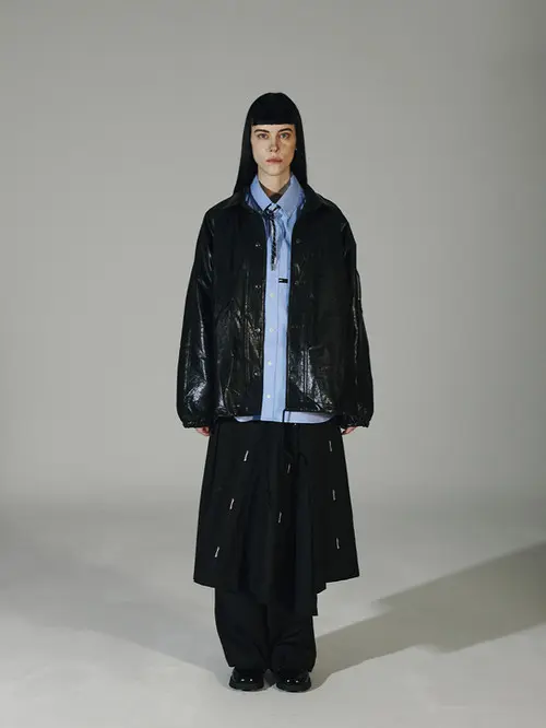 Silk Patched PVC Coatch Jacket (Black)