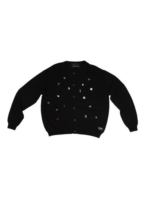 Hangeul Badge Cardigan (Black)