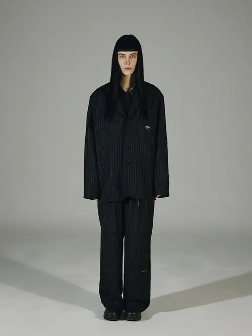 Striped Wool Jacket (Black)