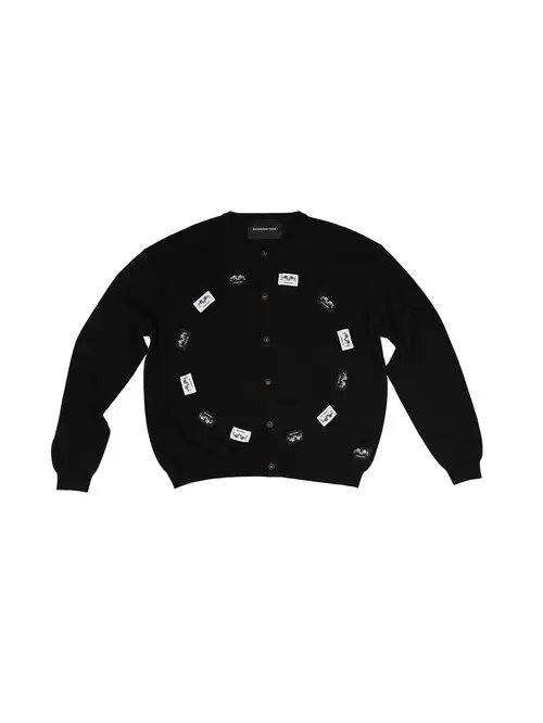 Flower Label Cardigan (Black)