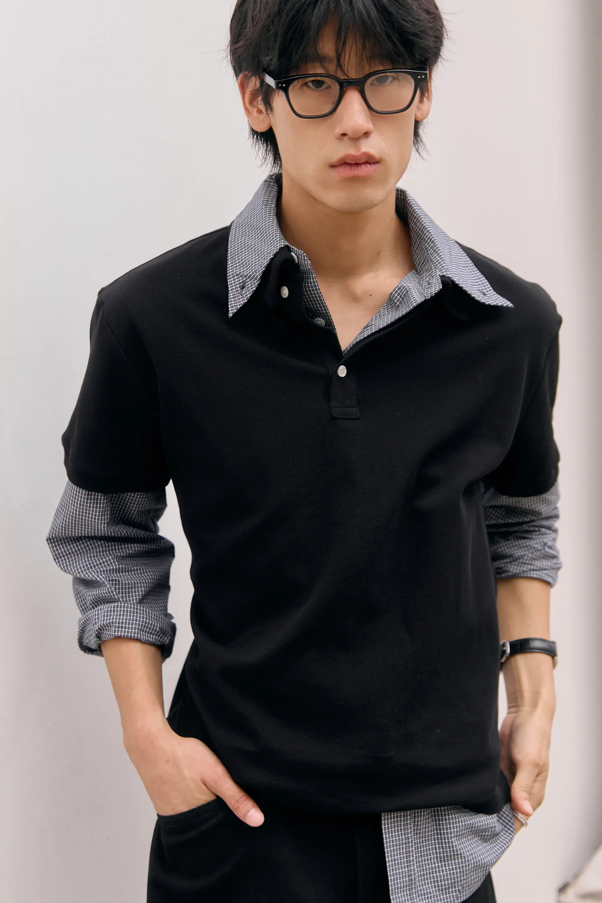 80s Layered Polo Shirts (Black)