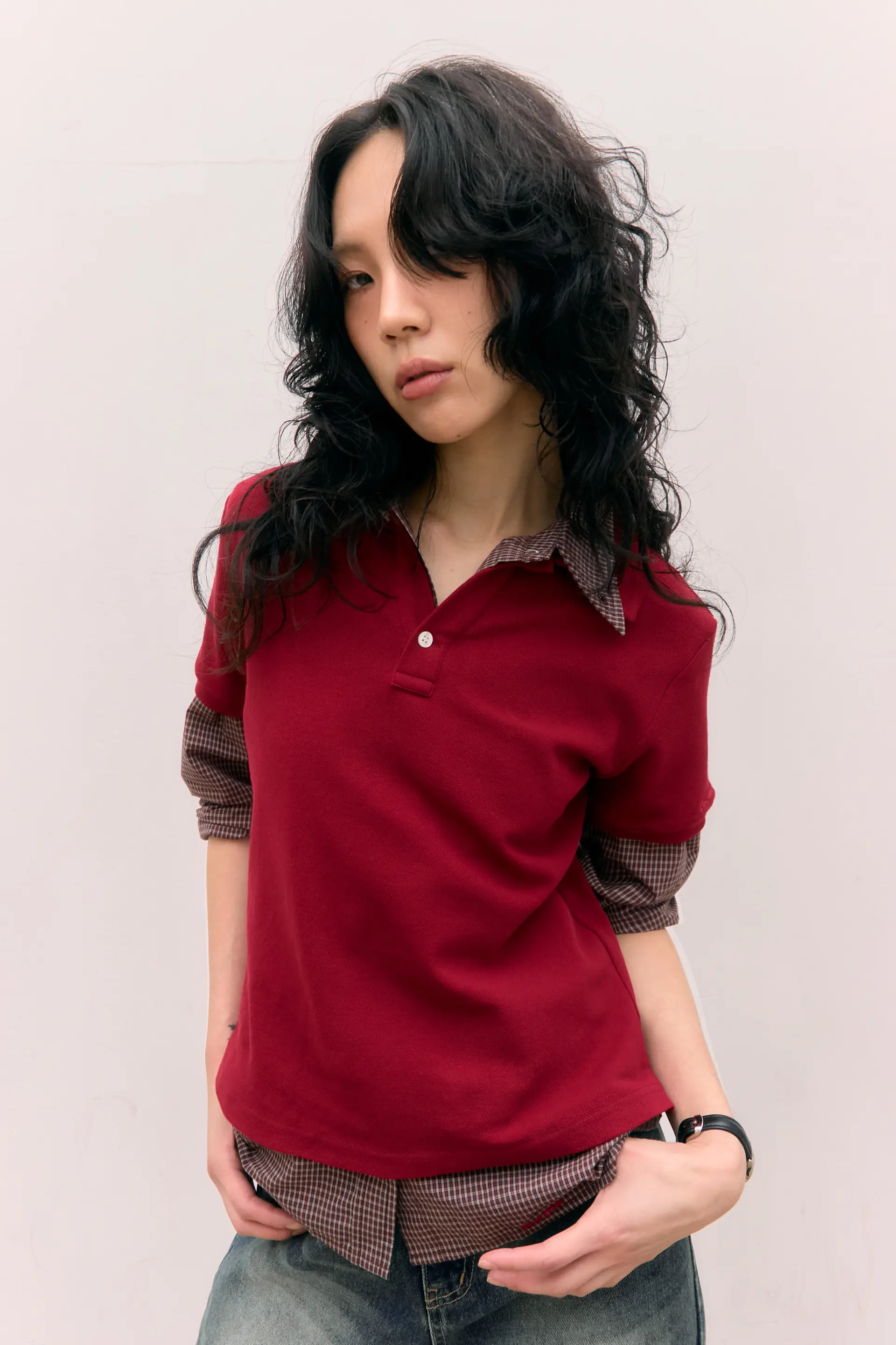 80s Layered Polo Shirts (Red)