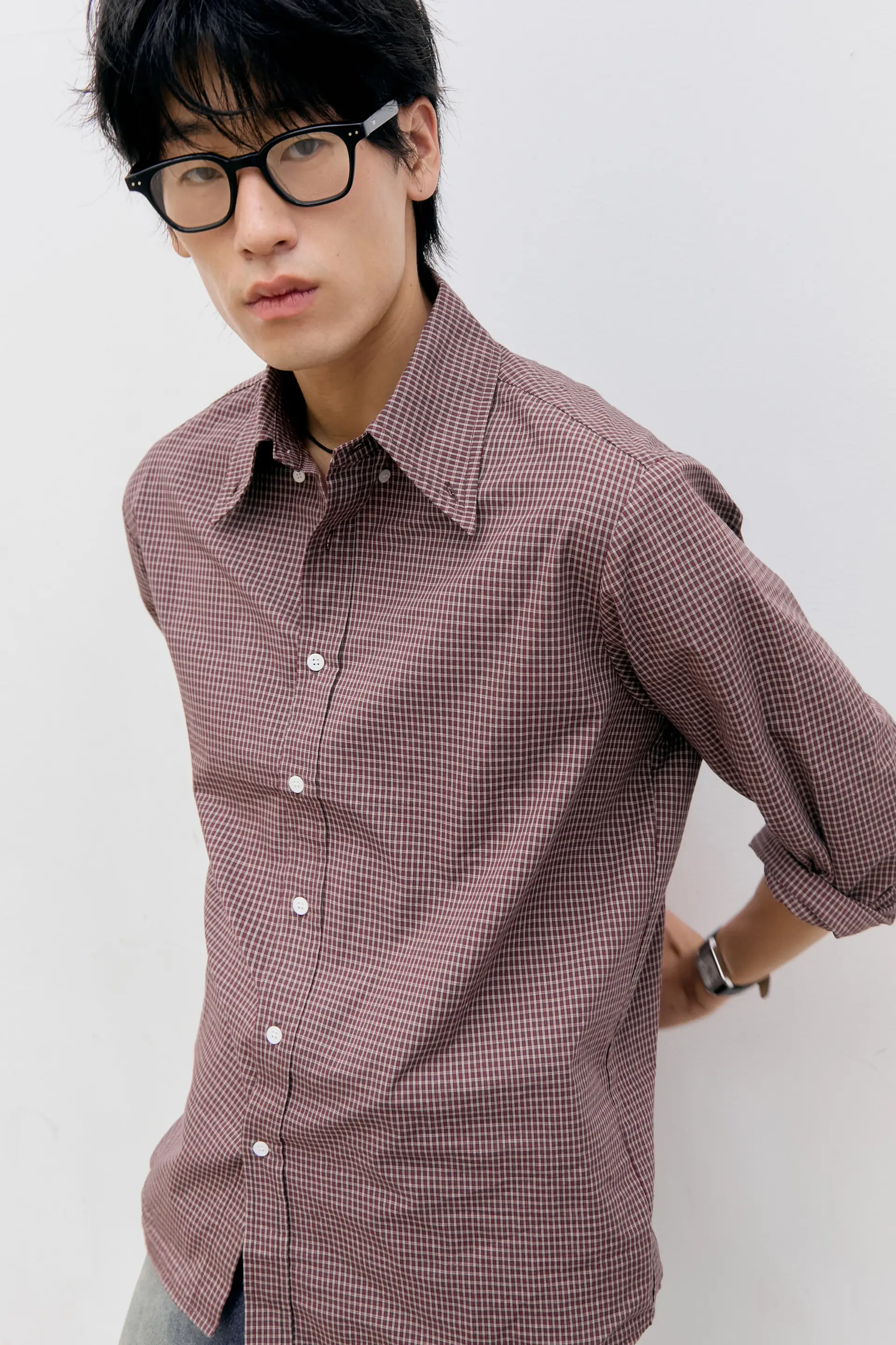 Roll-Up Check Shirts (Red)