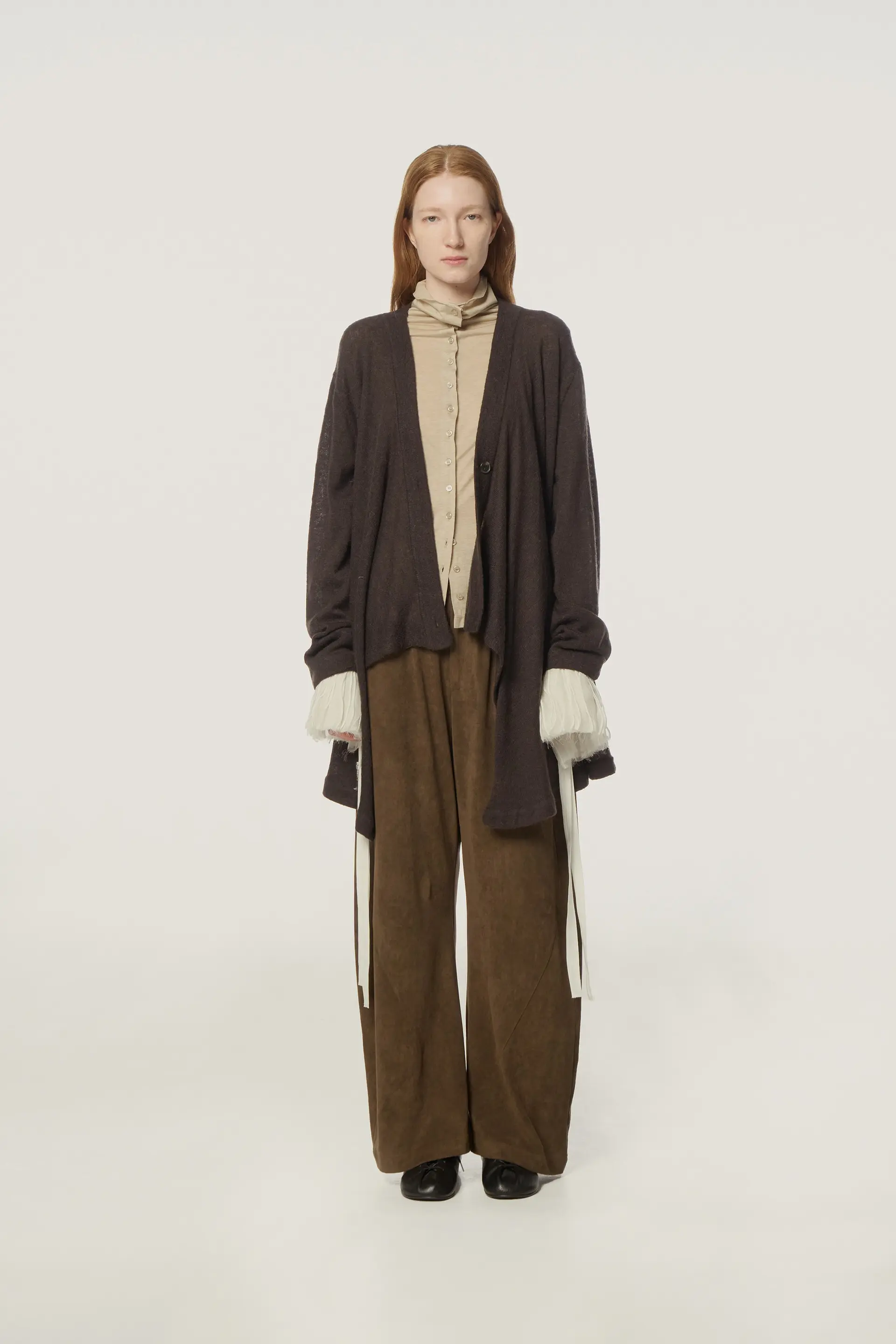 More Back Open Knit Cardigan (Dark Chocolate)