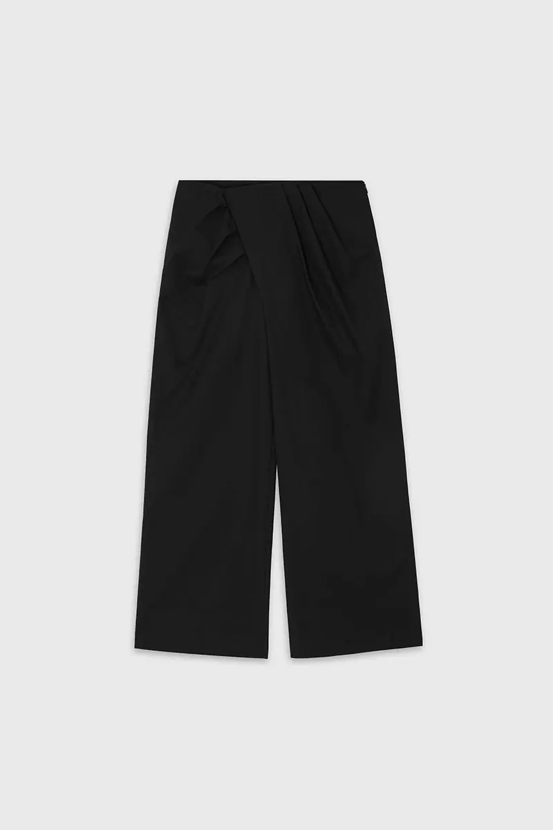 Asymmetry Wrap Trousers (Black)
