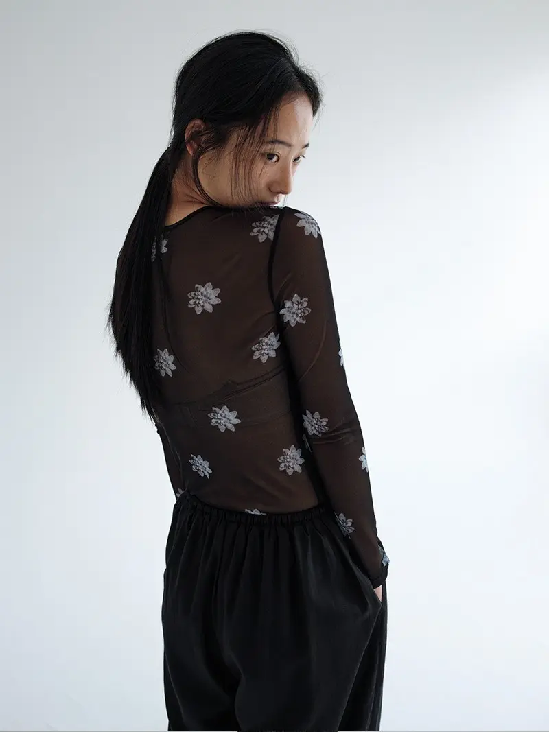 Print See-Through Tee (Black)