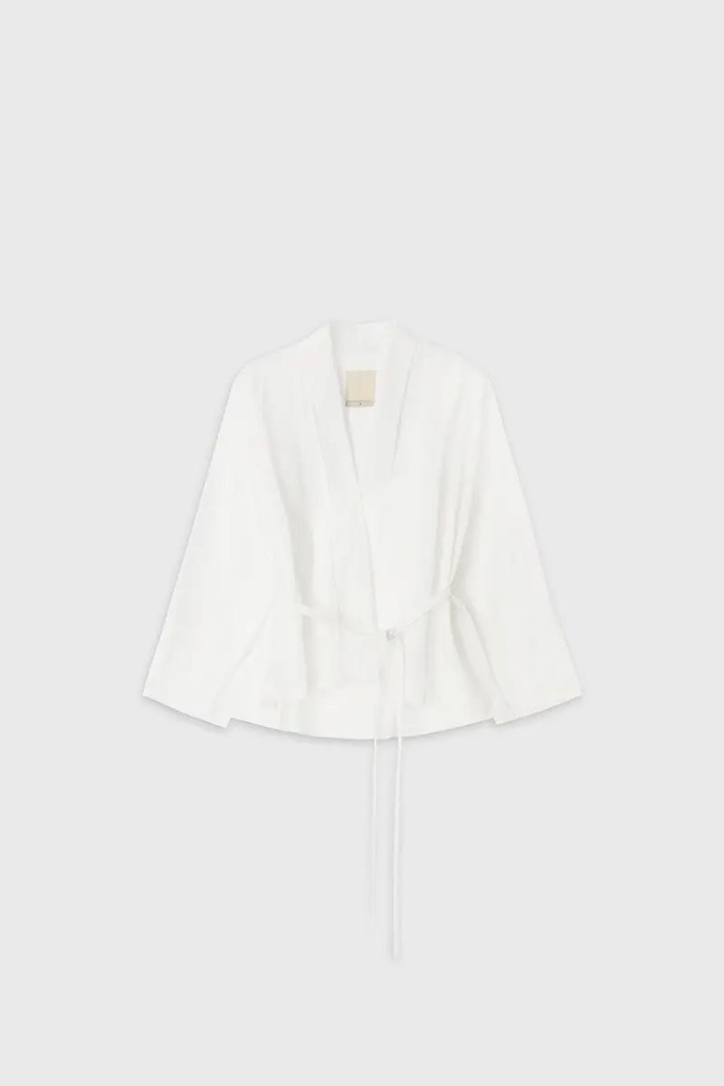 Shawl Collar Open Jacket (White)