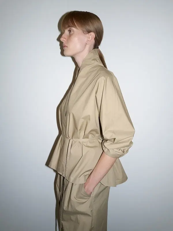 Shawl Collar Open Jacket (Beige)