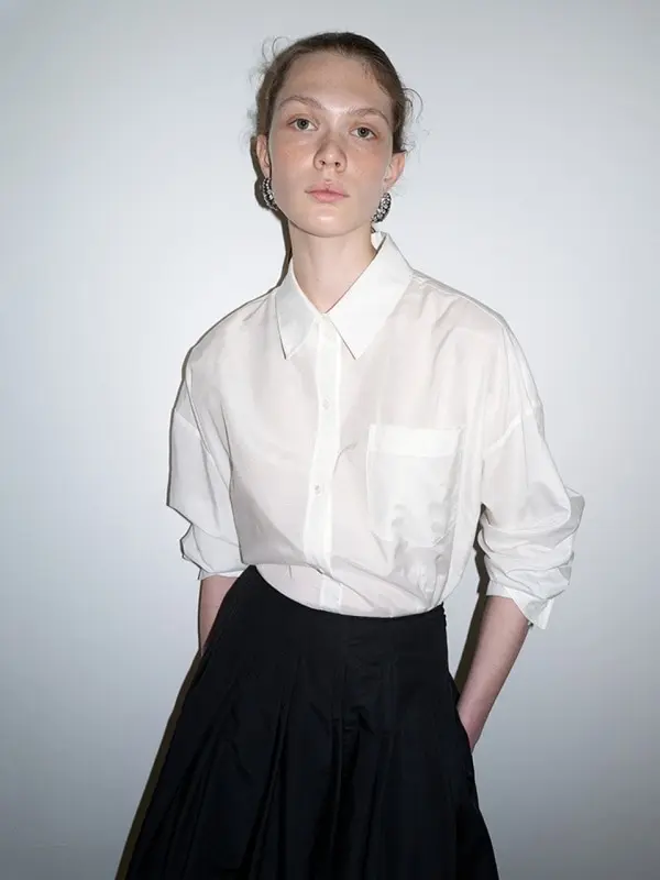 Overfit Crop Shirt (White)