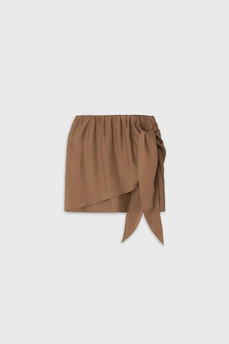 Overlay Knot Skirt (Brown)