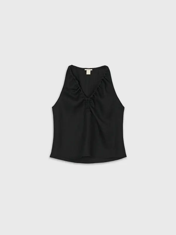 Ruche Halter Top (Black)