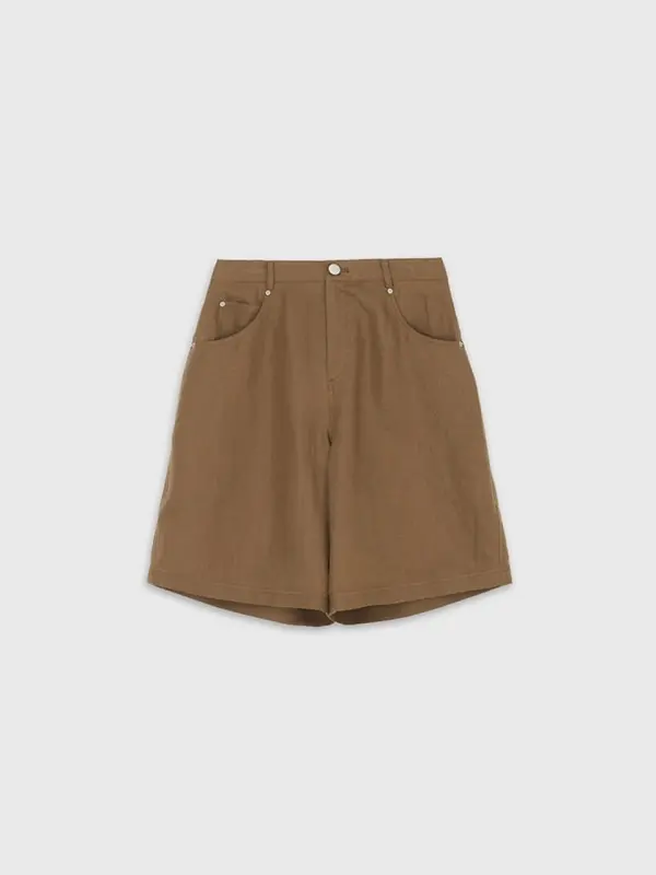 Linen Denim Bermuda (Brown)