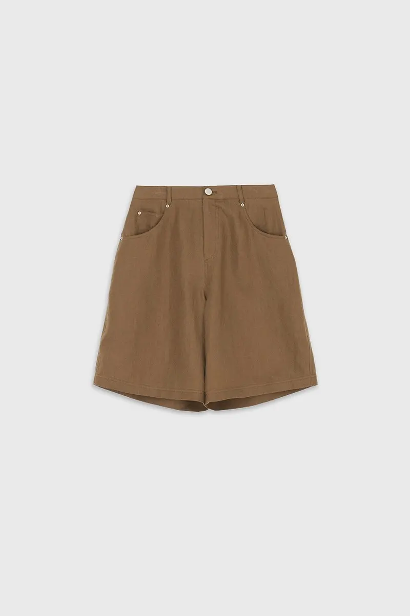 Linen Denim Bermuda (Brown)