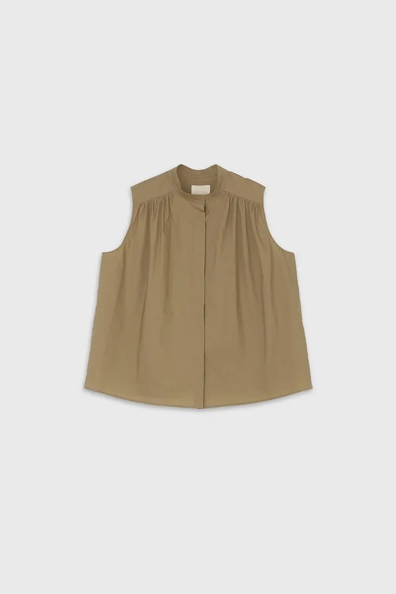Gathered Yoke Shirt (Beige)