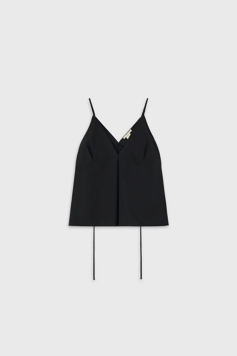 Cotton Pleated Camisole (Black)