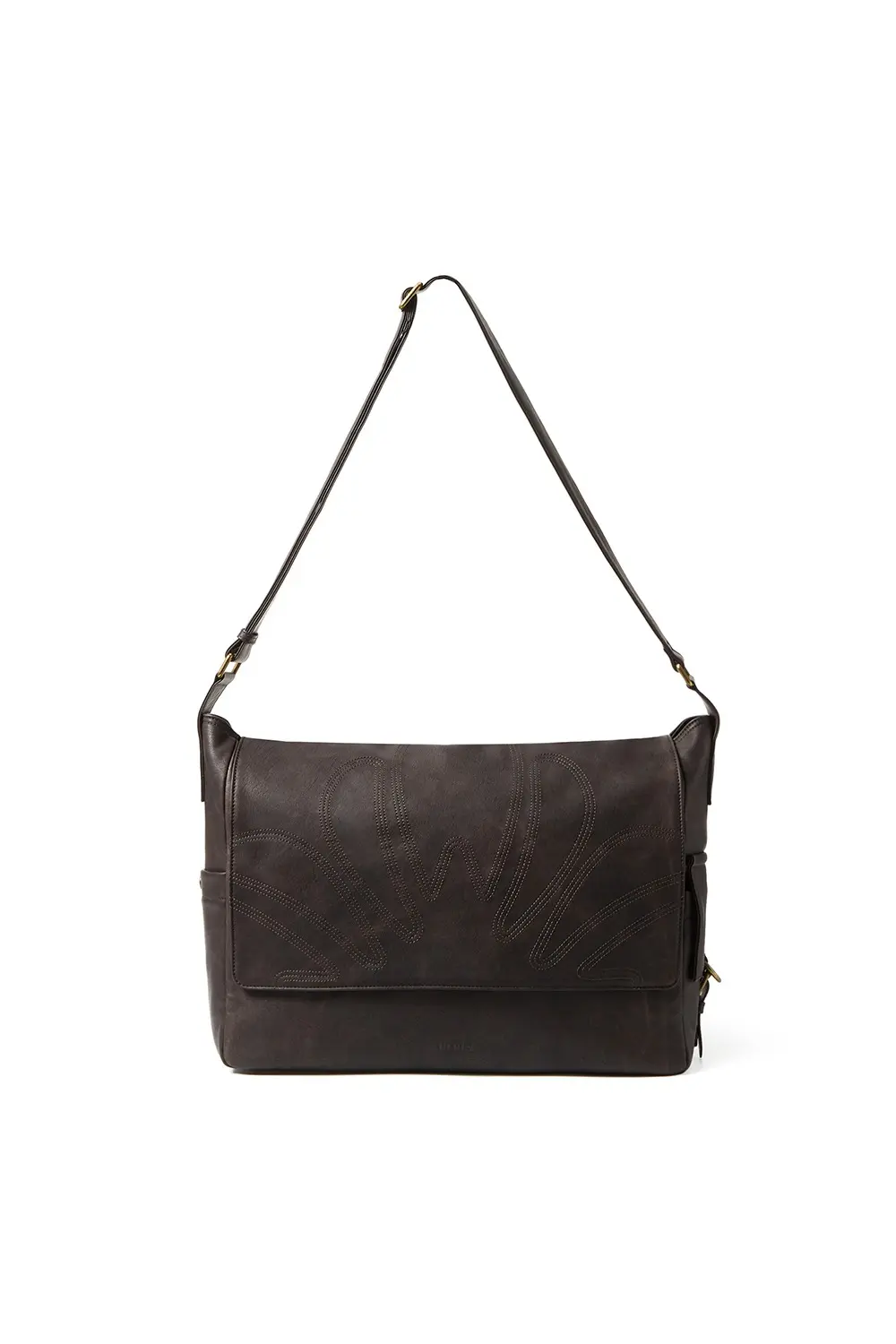 UL:KIN — MUGUNG Stitch Leather Messenger Bag (Brown)