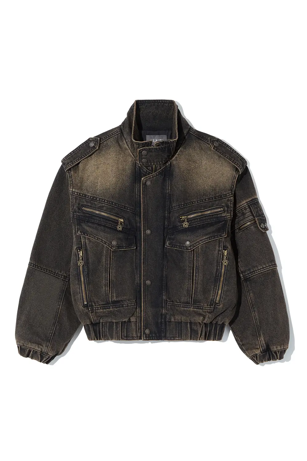 [Runway] Fade-washed Denim Utility Jacket (Brown)