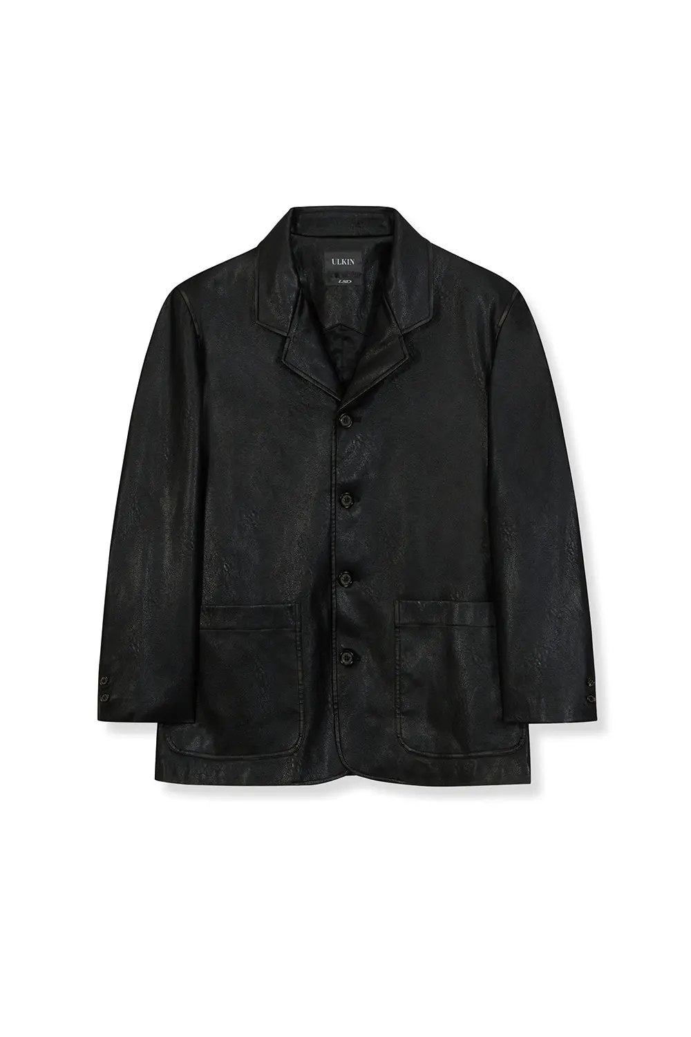 [Runway] Fade-washed Faux Leather Blazer (Black)