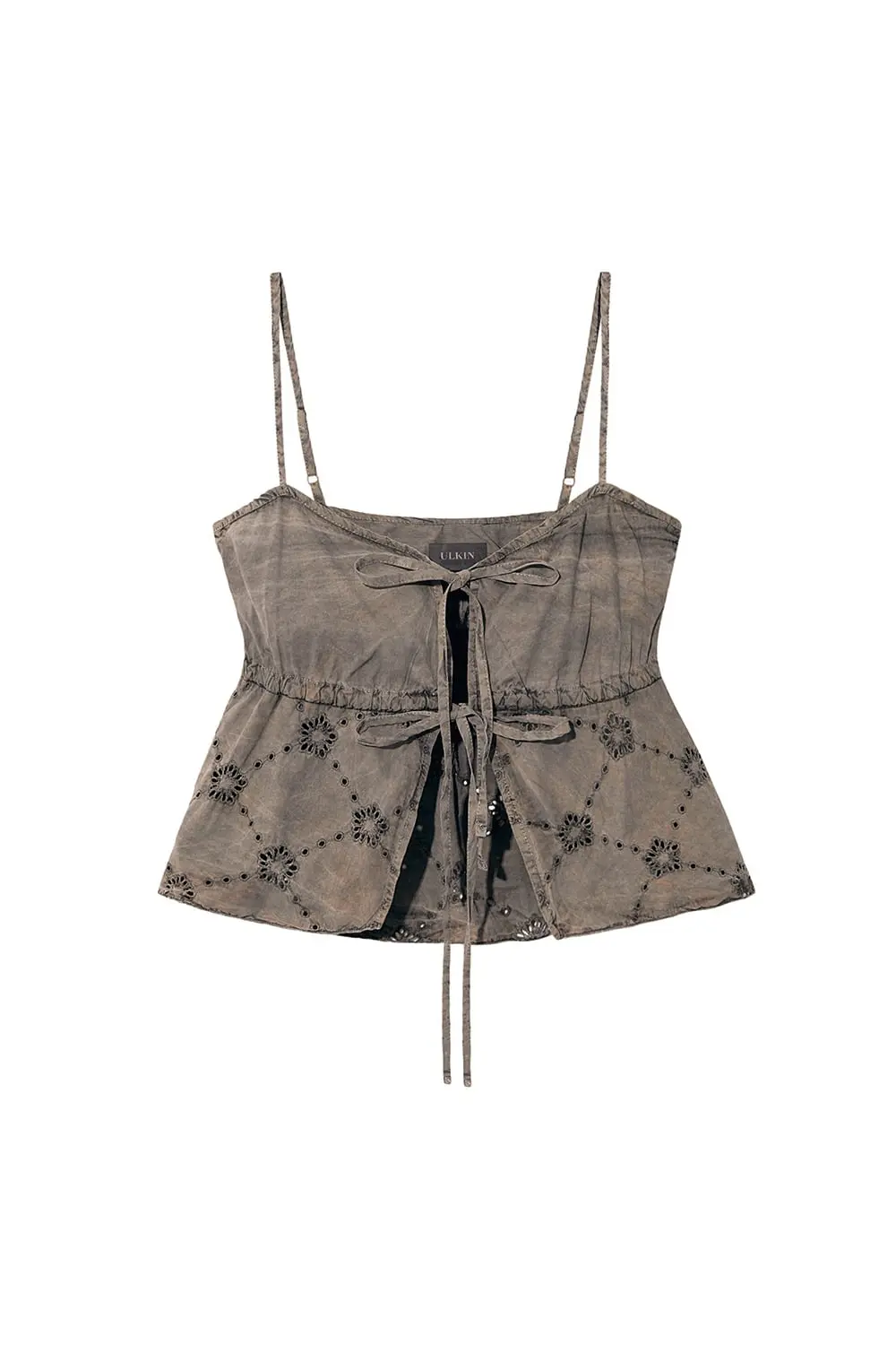 [Runway] Batch No.2 Traditional-Dyed Persimmon & Ink MUGUNG Punched Bustier (Brown)