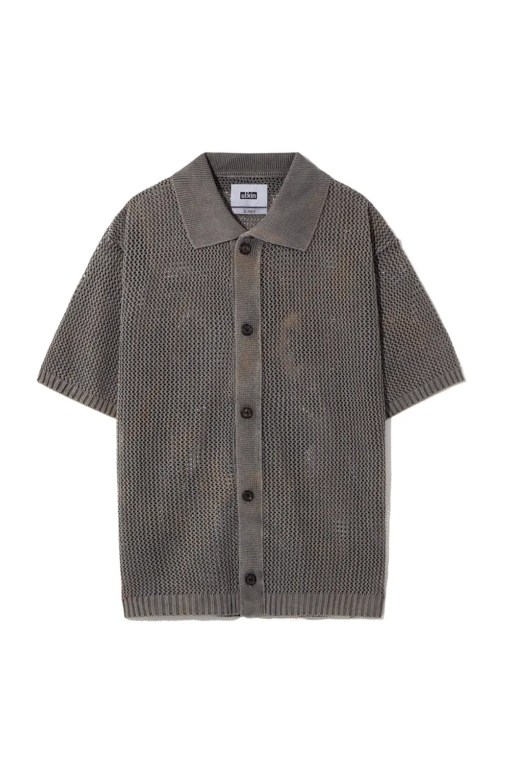 [Runway] Batch No.2 Traditional-Dyed Persimmon & Ink Crochet Half Shirt (Brown)