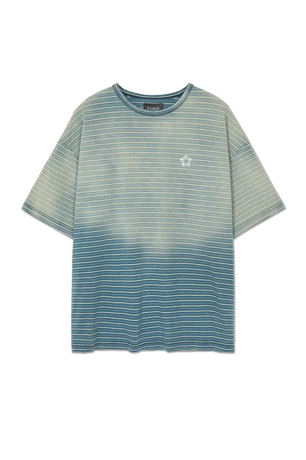 [Runway] Stripe Bleach Washed T-shirt (Blue)